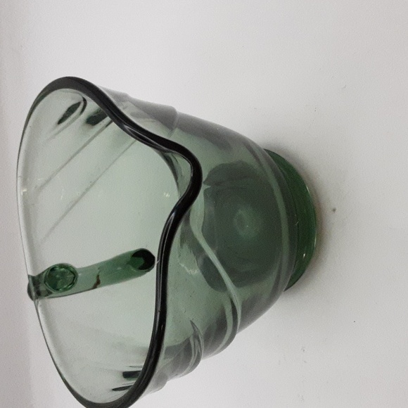 Vintage Molded Glass Footed Creamer Forest Green - Picture 8 of 8